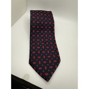 Solo Seta Silk Tie Italy Navy Red Geometric Textured Woven Classic Menswear